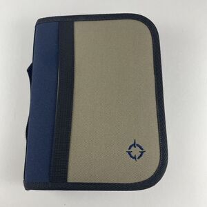 Franklin Covey Sport Compact Planner 6 Ring 1"  Binder with Handle Blue Tan Zip